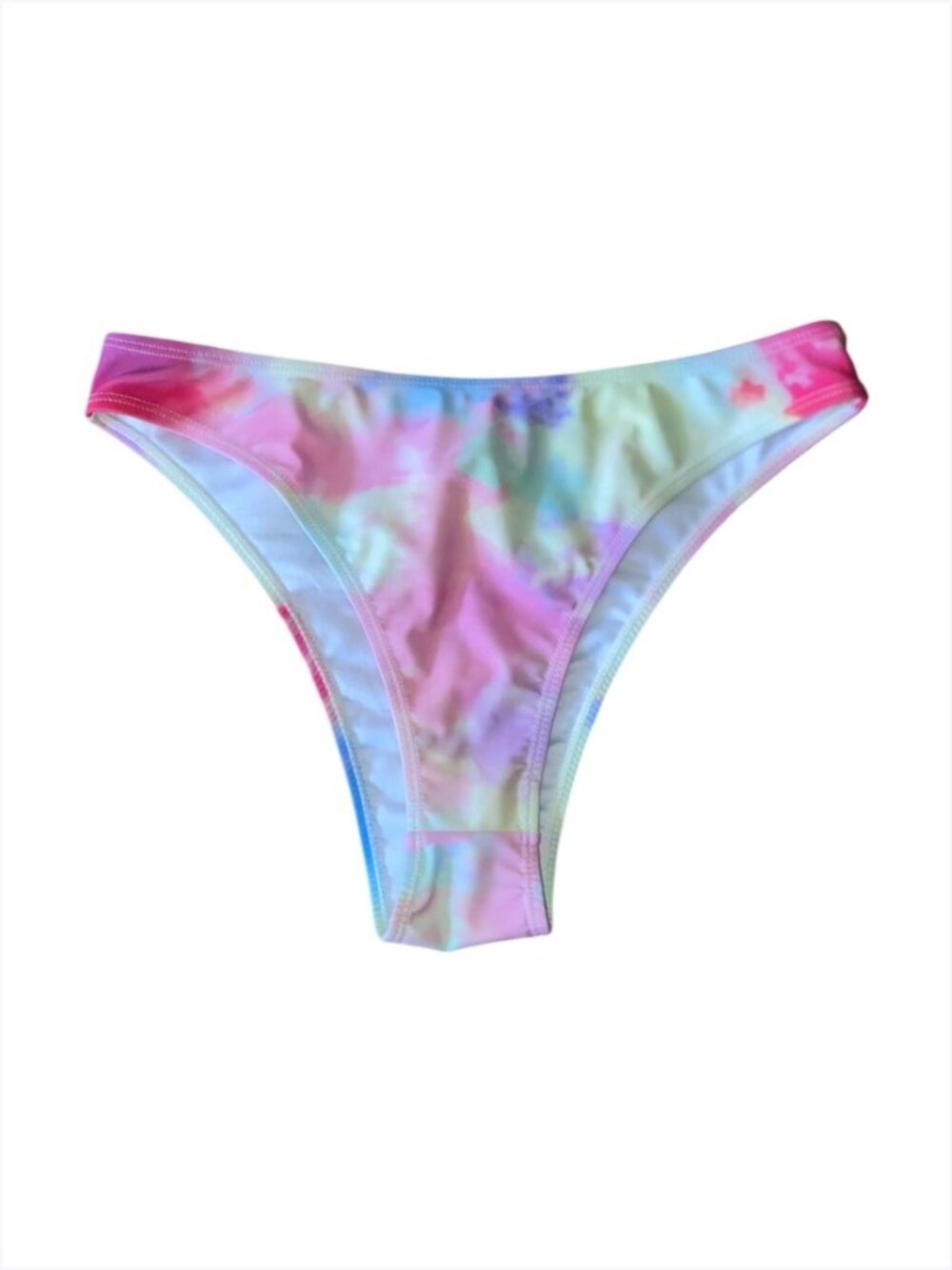 Women's Pastel Tie Dye High Cut Bikini Swim Bottoms, L